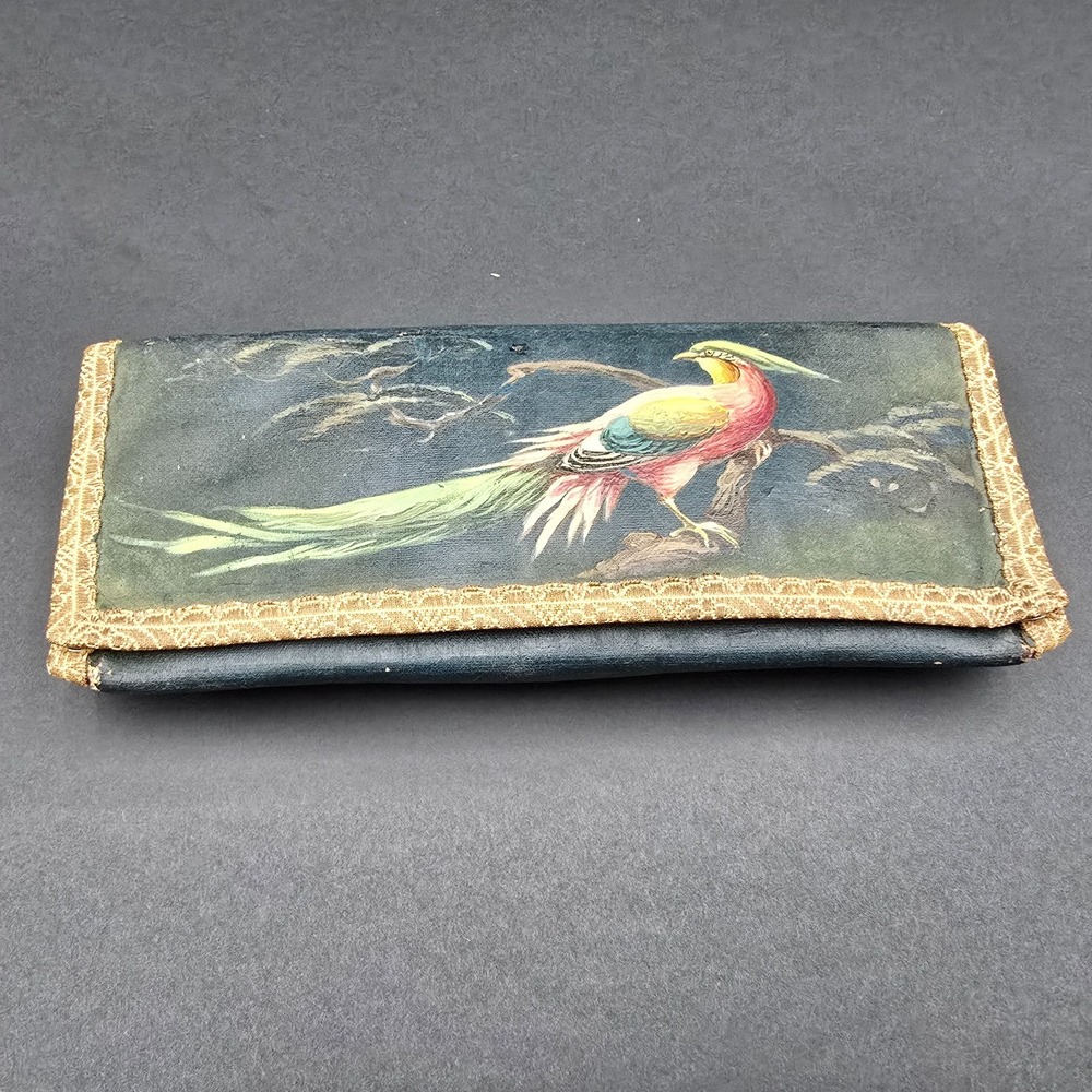 Hand painted Antique Trifold Playing Card Carrying Case